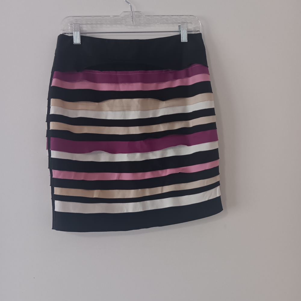 White House Black Market Multicolor Striped Mini Skirt Size 6 - Picture 2 of 6